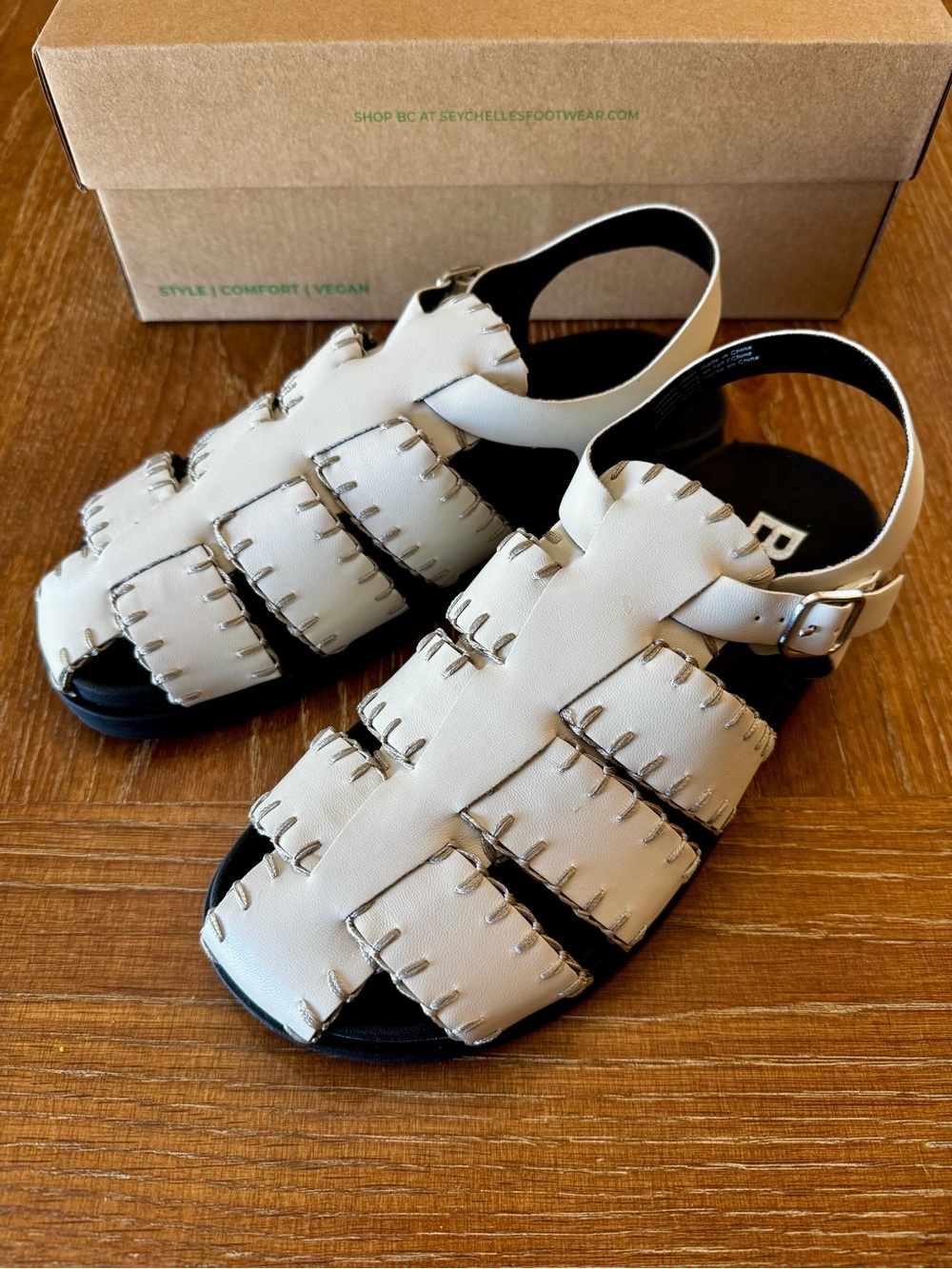 NIB off white whip stitched BC Footwear Jasmina sandal 7 - Picture 2 of 11